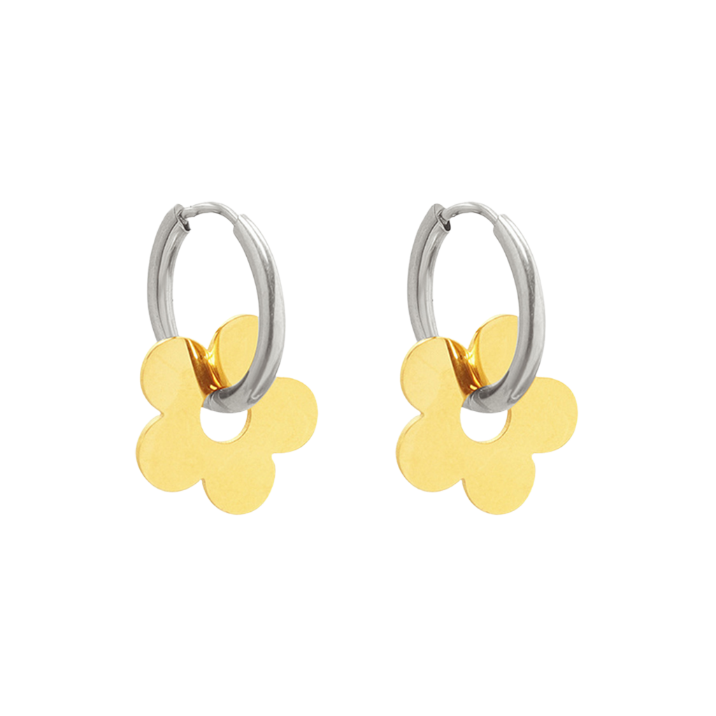 Silberne Ohrringe "Flower" mit Blumen-Anhänger aus Edelstahl