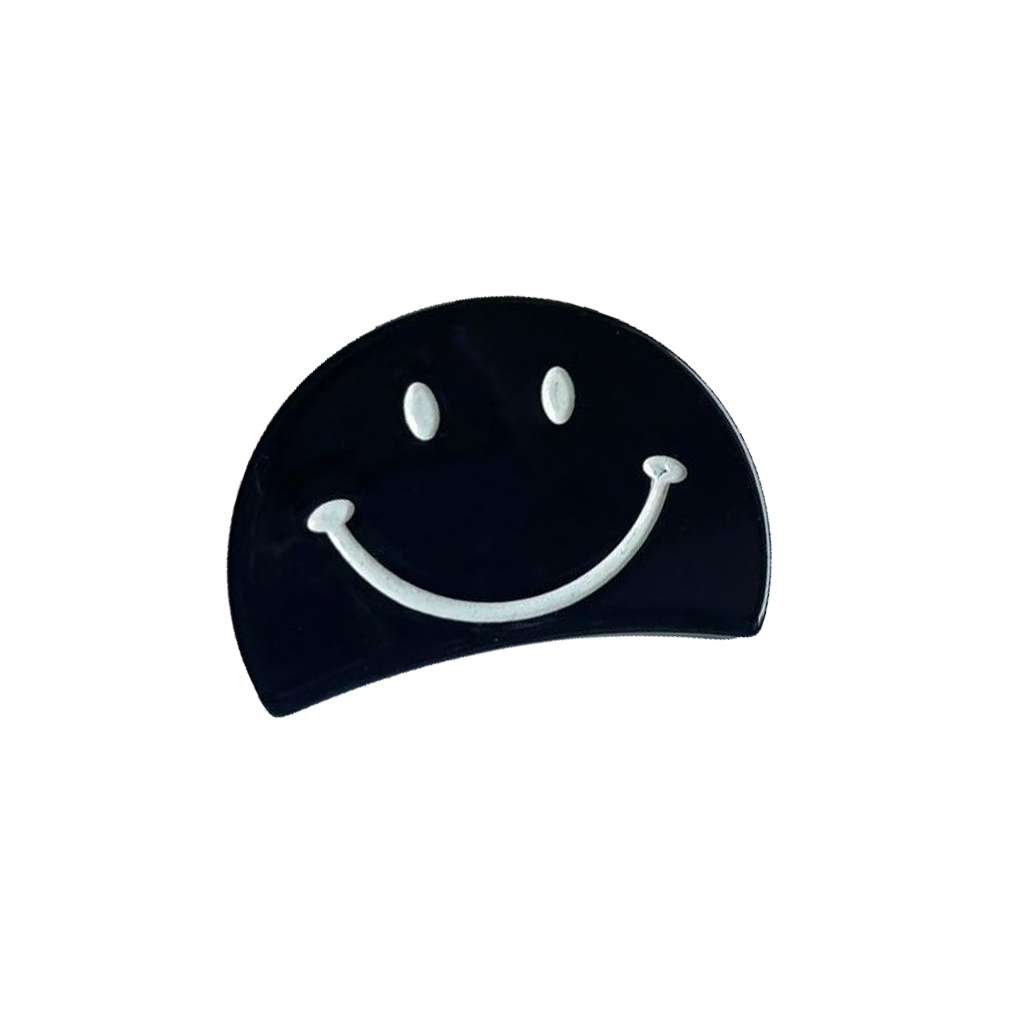 Kleine Haarklammer "Blacky" mit Smiley in Schwarz