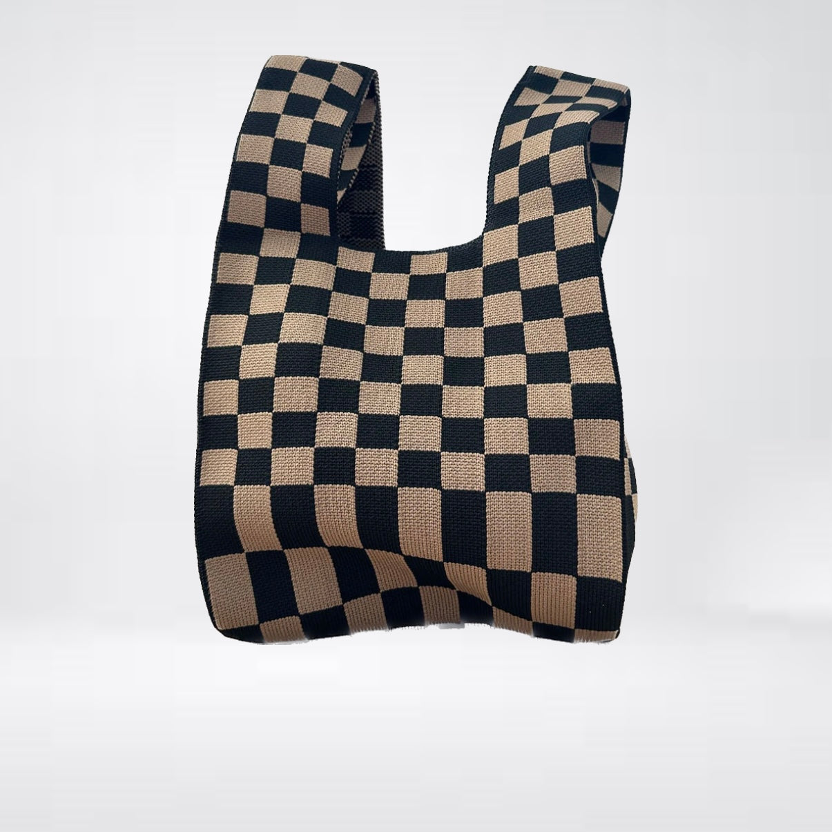 Kleinere, checked Tasche "Yves XS" in Schwarz & Beige