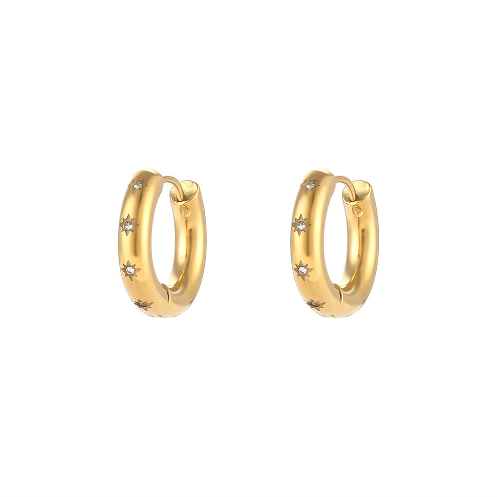 Hingucker Creolen "Star" in Gold mit Zirkonia