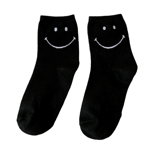 Socken "Nick" in Schwarz mit weißem Smiley