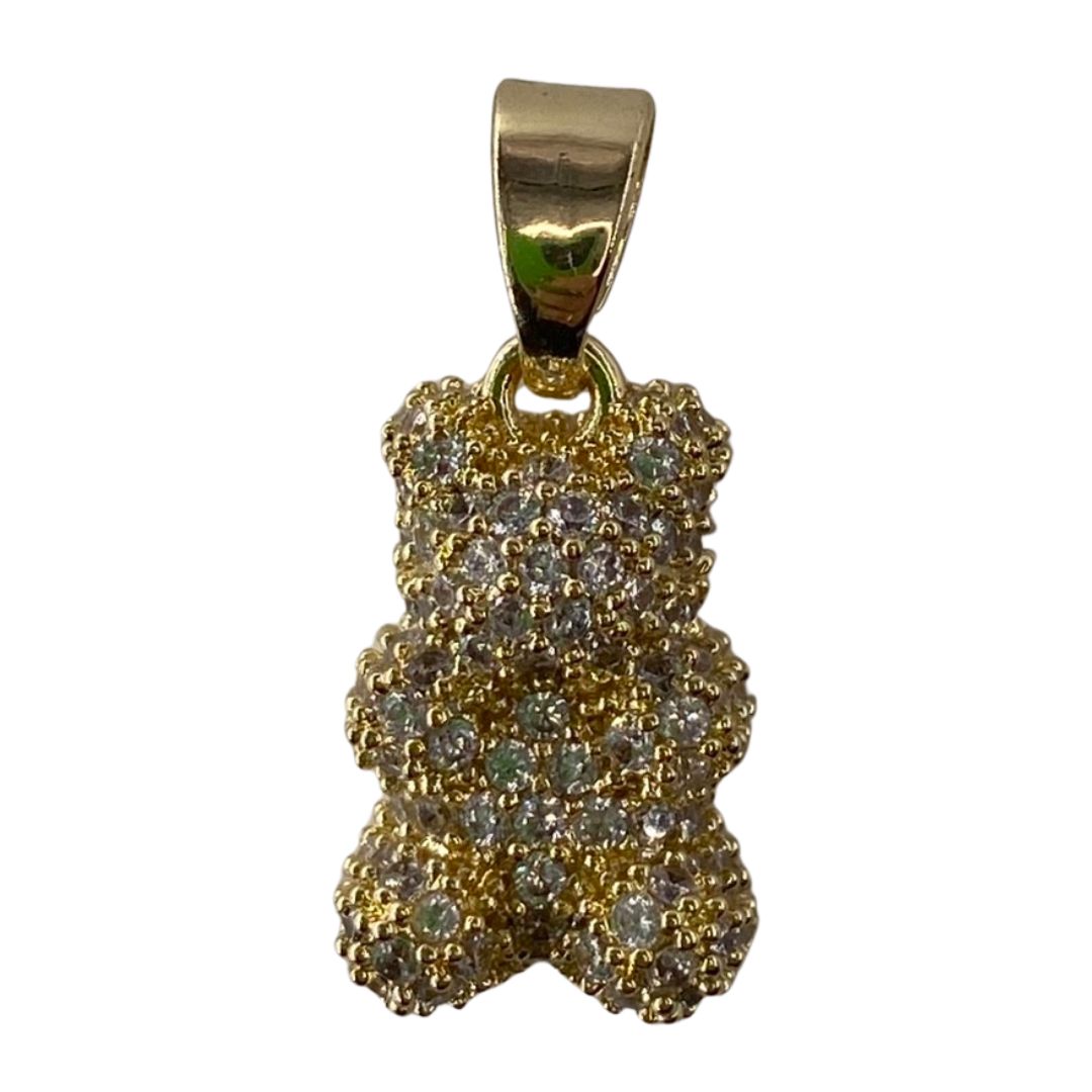 Happy bear pendant "Goldy" in gold with zirconia