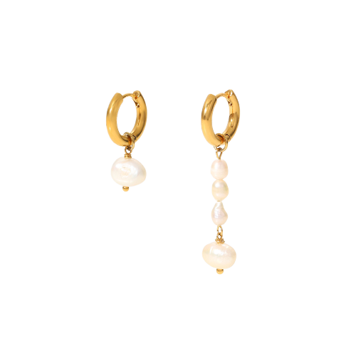 Hoop earrings "Pearly" 18k gold plating with real pearls
