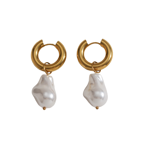 Hoop earrings "Big Pearls" 18k gold plating with real pearls