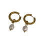 Hoop earrings "Joe" 18k gold plating with real pearls