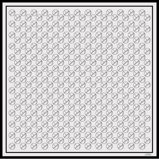 Seidentuch "LOGO" aus reiner Twill-Seide in Weiß mit schwarzem Print