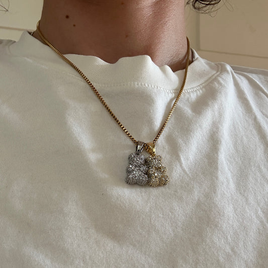 Happy bear pendant "Siv" in silver with zirconia
