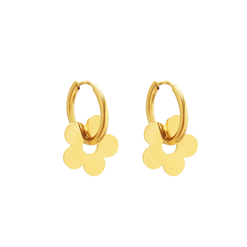 Silberne Ohrringe "Flower" mit Blumen-Anhänger aus Edelstahl