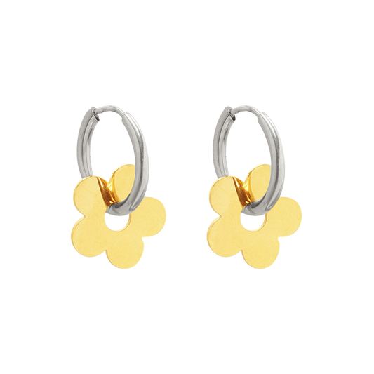 Silberne Ohrringe "Flower" mit Blumen-Anhänger aus Edelstahl