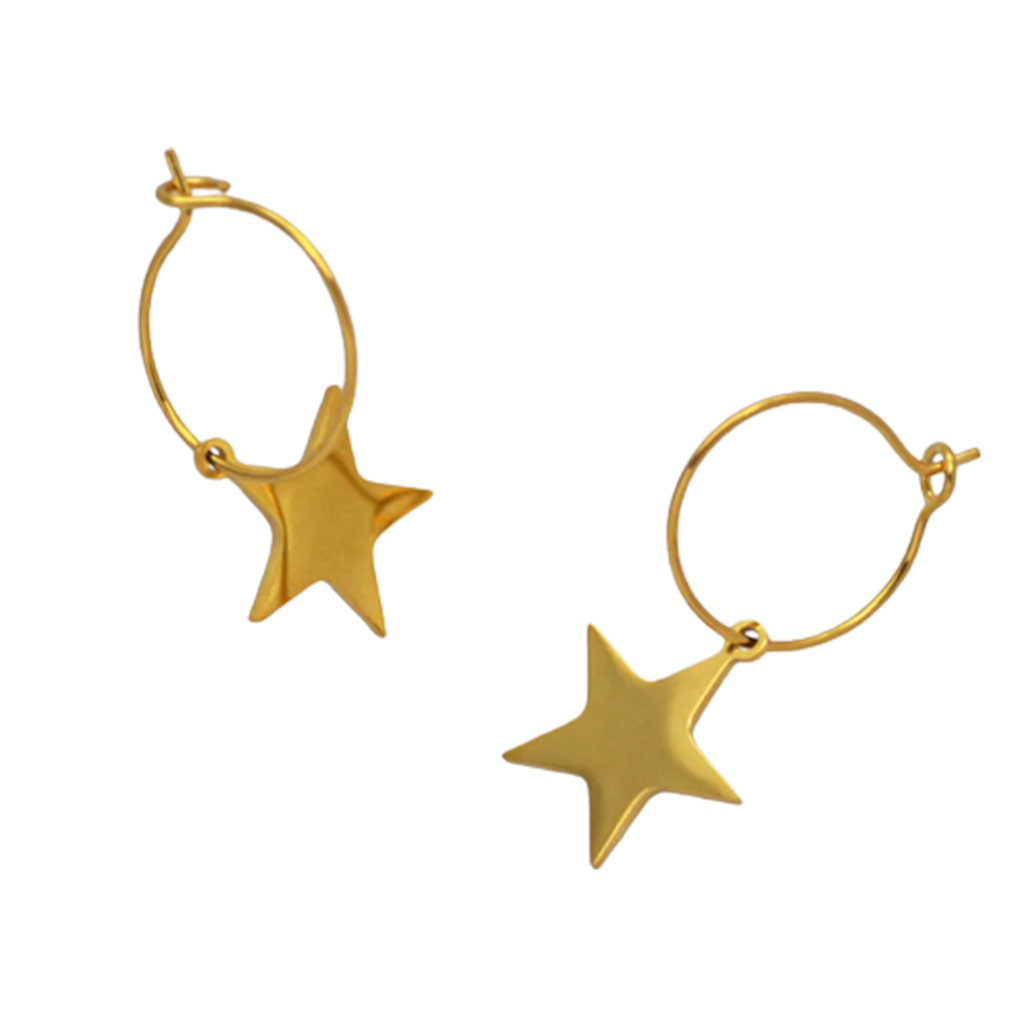 Zarte Creolen "Stars" in Gold mit Sternchen