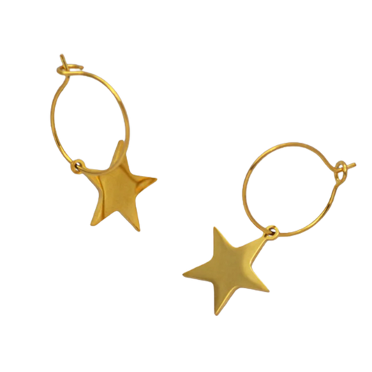 Zarte Creolen "Stars" in Gold mit Sternchen