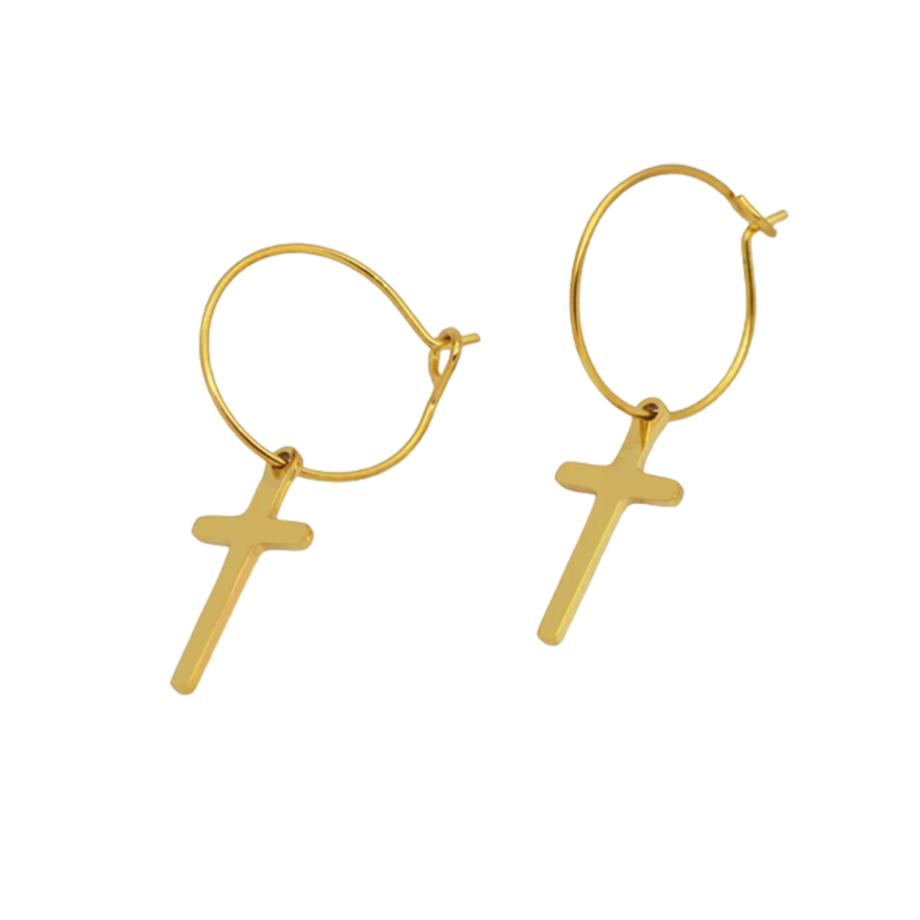 Delicate earrings "Liva" in gold with crosses