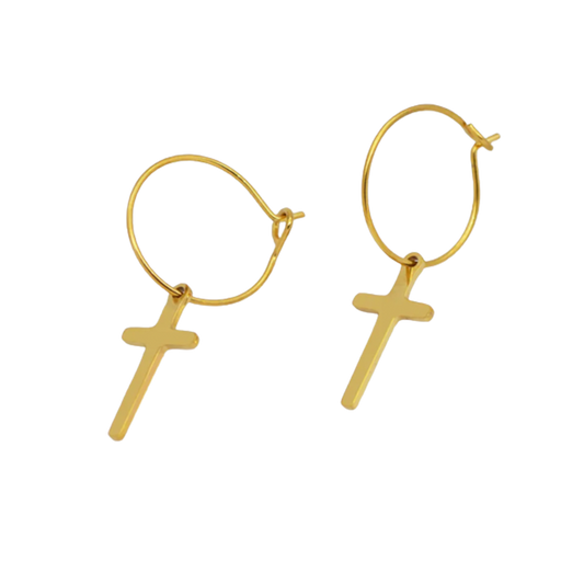 Delicate earrings "Liva" in gold with crosses