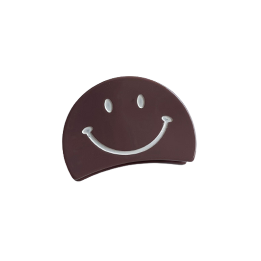 Kleine Haarklammer "Positive" mit Smiley in Dunkelrosa