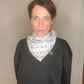Seidentuch "PEACE 2024" aus reiner Twill-Seide in Coconut mit Schwarz
