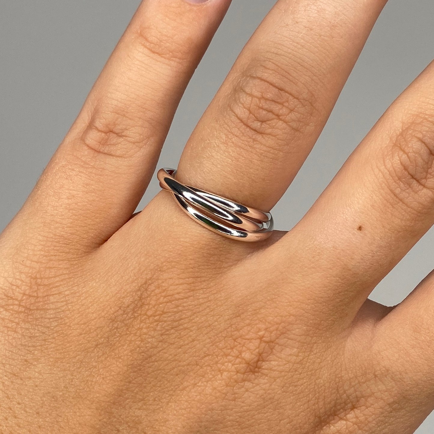 Narrow ring "Trinity" made of silver with three rings