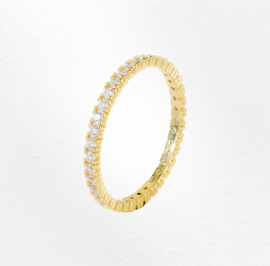 Narrow ring "Shine" in gold with zirconia, 18K gold plating