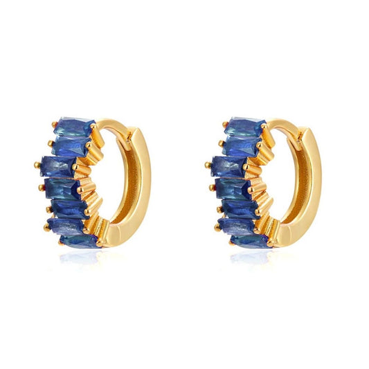 Mini earrings "Stella" in gold with blue decorative stones po