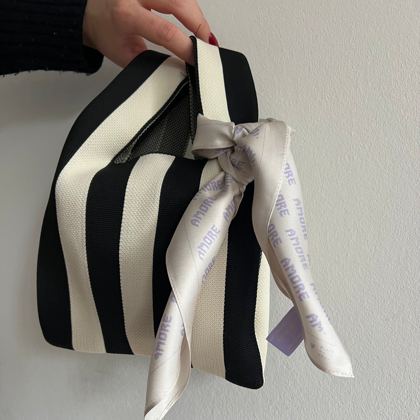 KOLLAB scarf “AMORE” made of Oeko-Tex silk by LENIKA x BLACK WHITE GRAY 2023