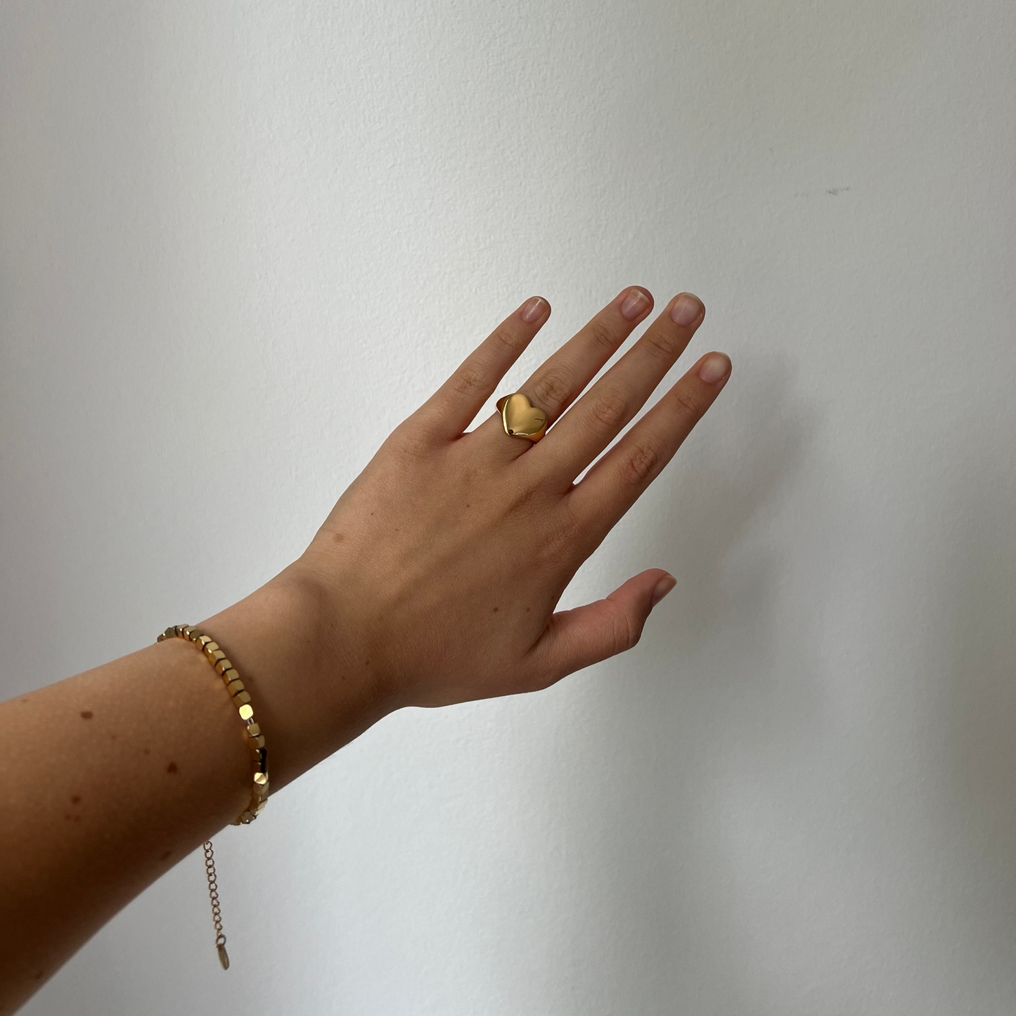 Signet ring "Big Heart" with 18K gold plating