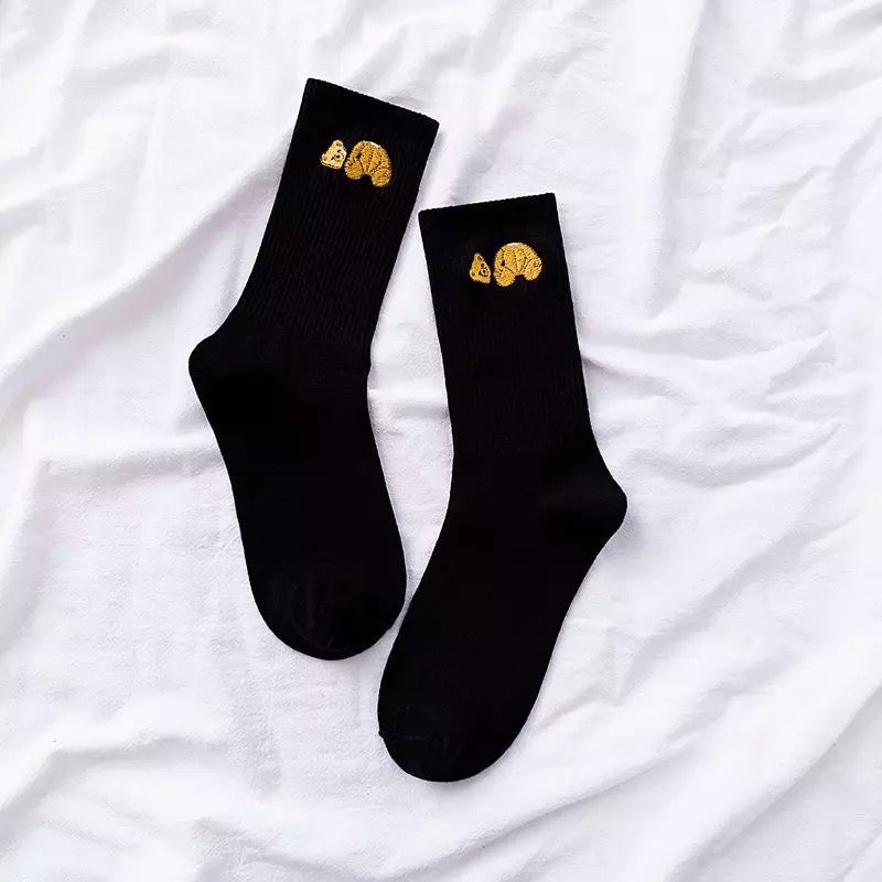 Short socks "Nick" in black with a white smiley