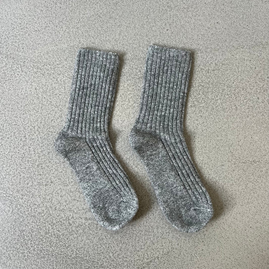 Wool socks "Smiley" in beige with smiley embroidery