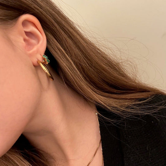 Mini Ohrringe "Aurelie" in Gold mit grünen Ziersteinen