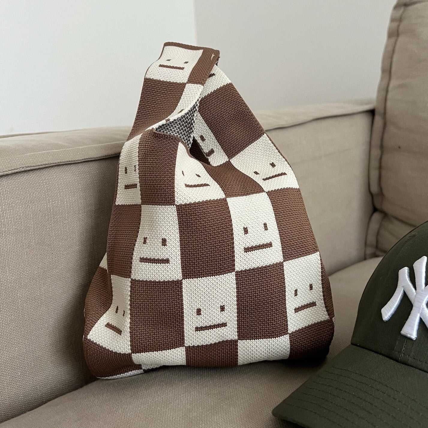 Tasche "Faces" in Beige & Braun