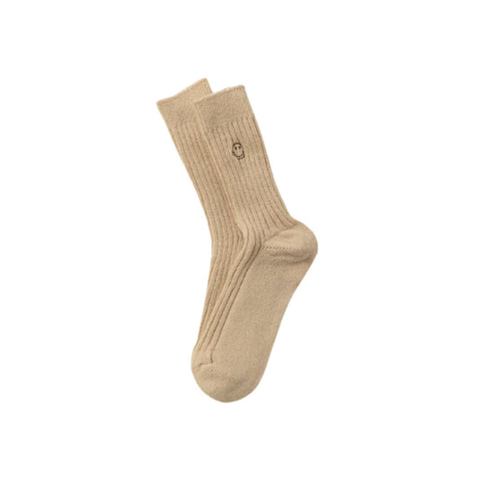 Wool socks "Smiley" in beige with smiley embroidery