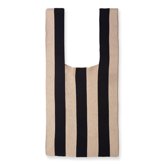 Large, striped bag "Piet XL" in black &amp; beige
