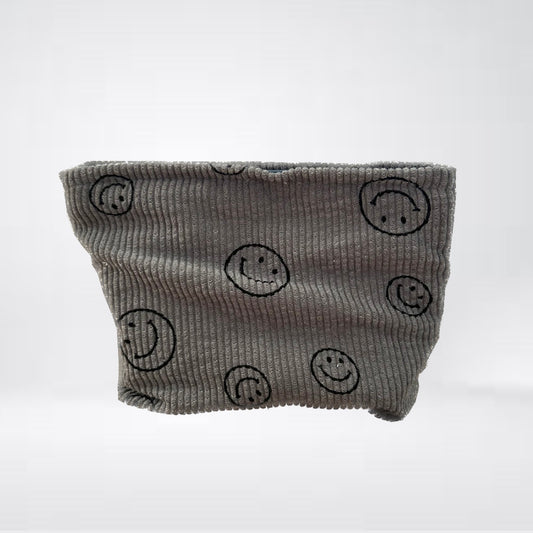 Cord cosmetic bag "Jarvis" in gray with smiley print