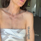 Silk scarf "SELFLOVEGANG" made of pure twill silk in coconut and greige