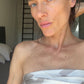 Silk scarf "SELFLOVEGANG" made of pure twill silk in coconut and greige