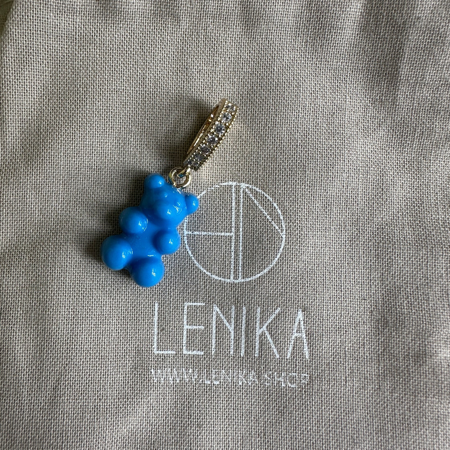 Happy bear pendant "Blues" in blue with zirconia