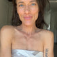 Silk scarf "SELFLOVEGANG" made of pure twill silk in coconut and greige