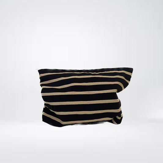Clutch Bag Kosmetikbeutel "Selma" mit Streifen in Schwarz-Beige