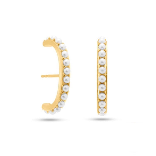 Ear Cuff "Pearly" aus 925er Silber mit 18K-Vergoldung und Perlen