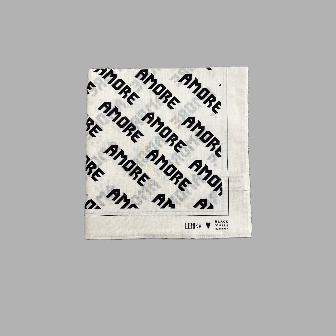KOLLAB scarf “AMORE” made of organic cotton by LENIKA x BLACK WHITE GRAY 2023