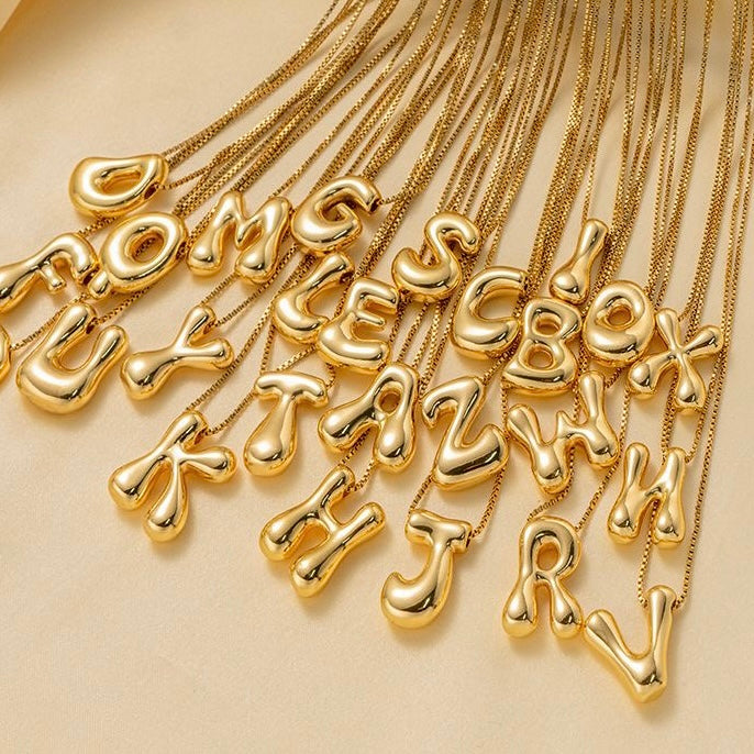 Golden letter necklace with pendant "AZ", 18K gold plating