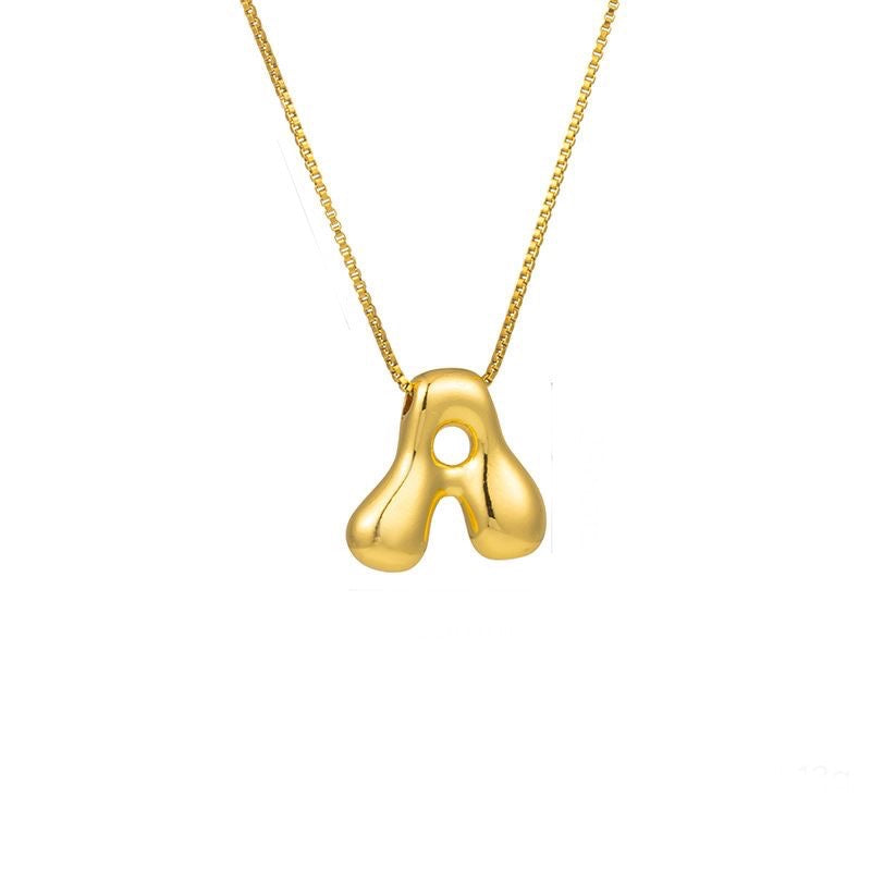 Golden letter necklace with pendant "AZ", 18K gold plating
