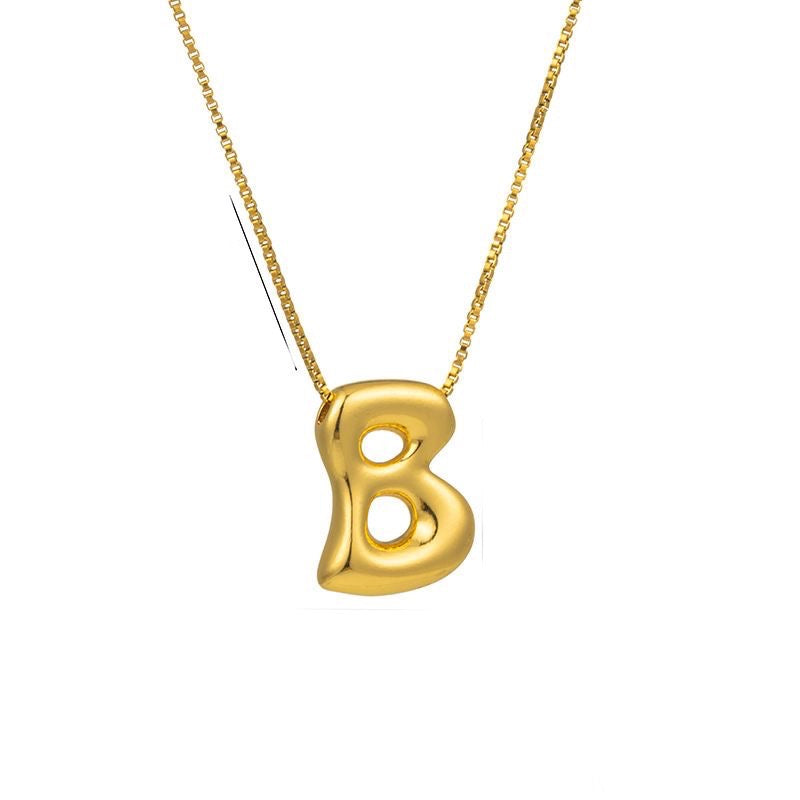 Golden letter necklace with pendant "AZ", 18K gold plating