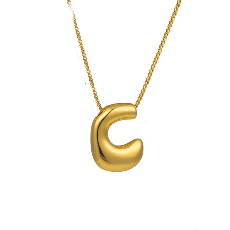 Golden letter necklace with pendant "AZ", 18K gold plating