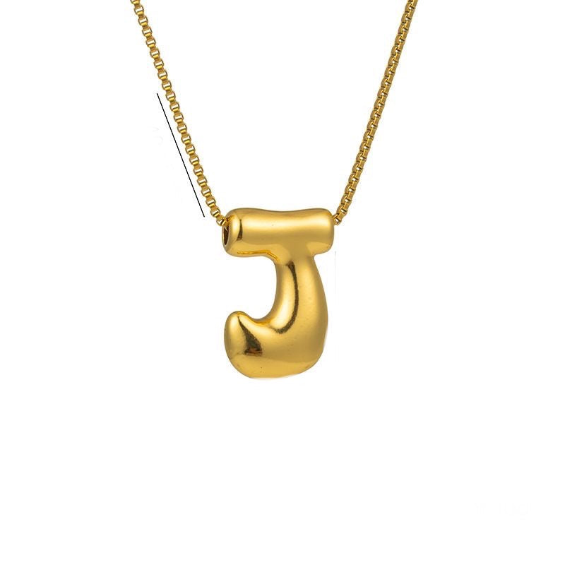 Golden letter necklace with pendant "AZ", 18K gold plating