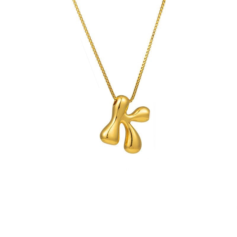 Golden letter necklace with pendant "AZ", 18K gold plating