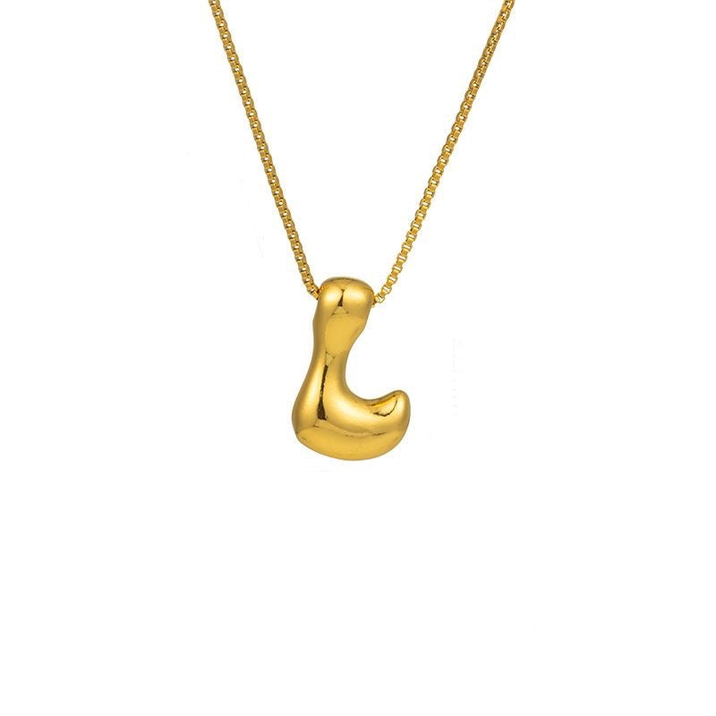 Golden letter necklace with pendant "AZ", 18K gold plating