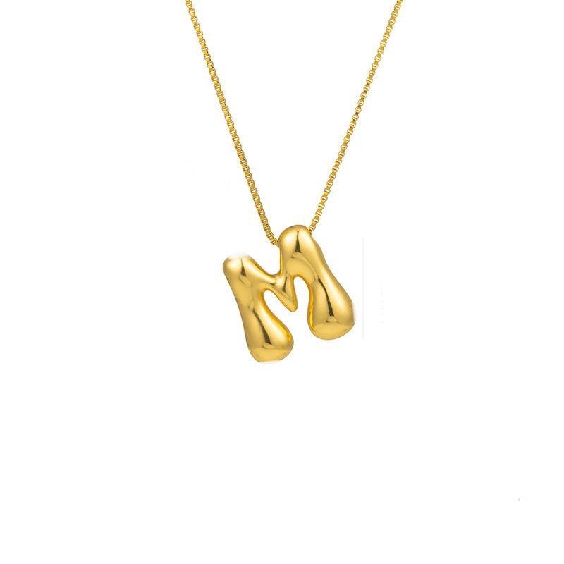 Golden letter necklace with pendant "AZ", 18K gold plating