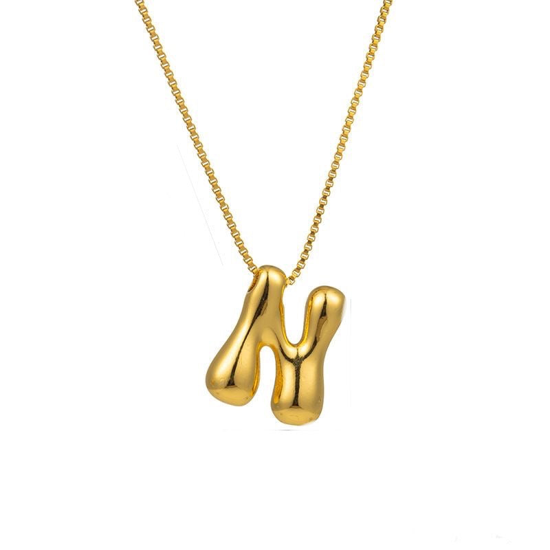 Golden letter necklace with pendant "AZ", 18K gold plating