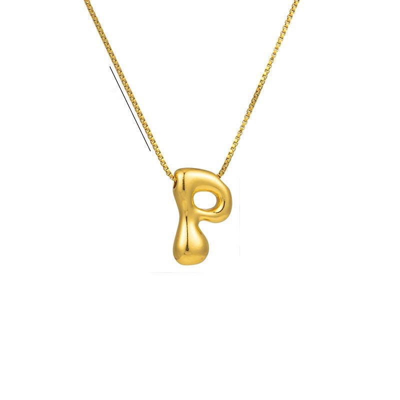 Golden letter necklace with pendant "AZ", 18K gold plating