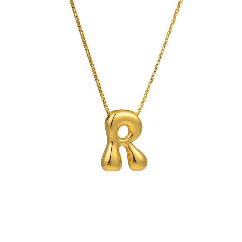 Golden letter necklace with pendant "AZ", 18K gold plating