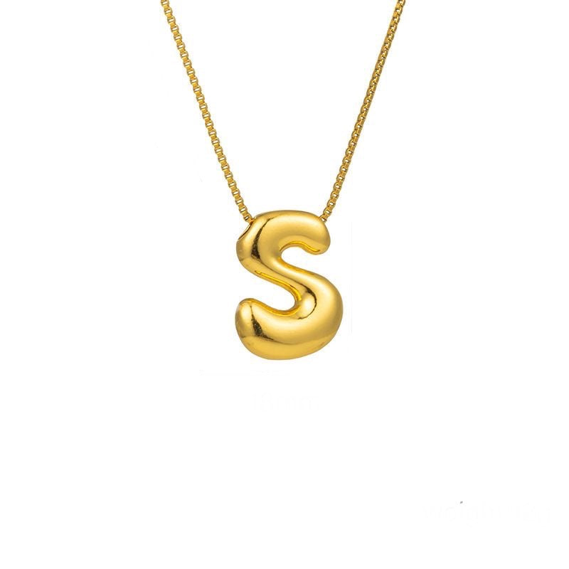 Golden letter necklace with pendant "AZ", 18K gold plating